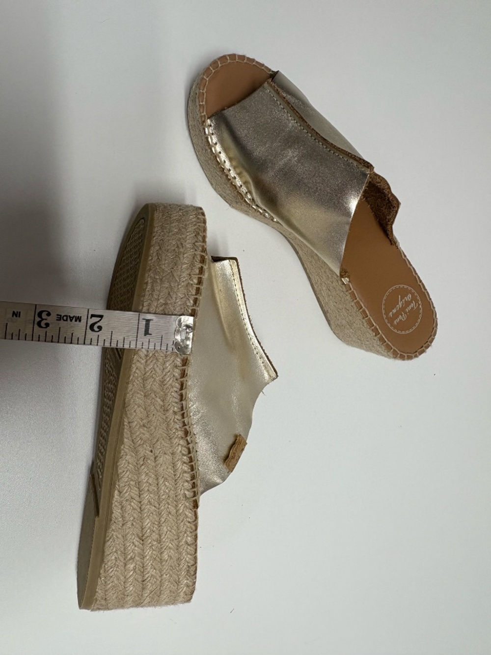 Toni Pons Ivonne Espadrille Platinum With Gold Leather Uppers - Size 39 - NEW. - Picture 8 of 12